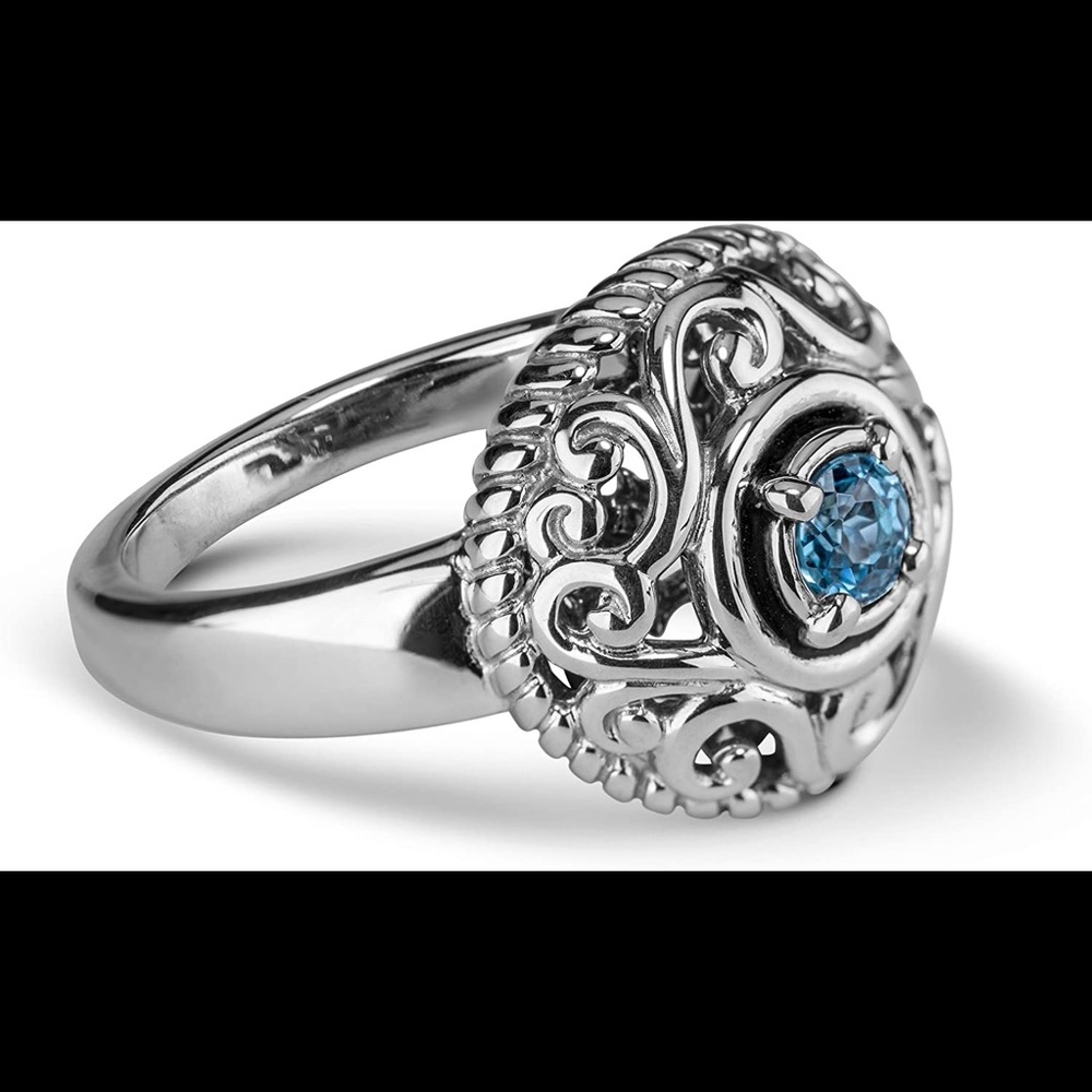CAROLYN POLLACK Blue Topaz Filigree Ring S7 Sterling Silver CAROLYN POLLACK